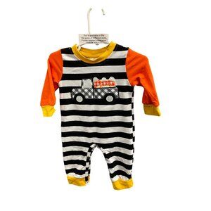 Baby Boys Striped Truck Long Sleeve Romper Outfit Size 3-6M